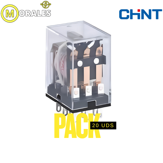 Pack 20 Mini Relé Industrial CHINT JZX-22F Bobina 220V AC 2 Contactos (2PDT) con LED – Código 0533080032CH