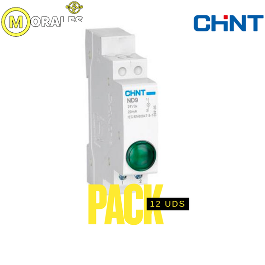 Pack de 10 Piloto LED Montaje Riel DIN CHINT ND9‑1/G Verde 230 VAC/DC 20 mA – Código 2507501CH