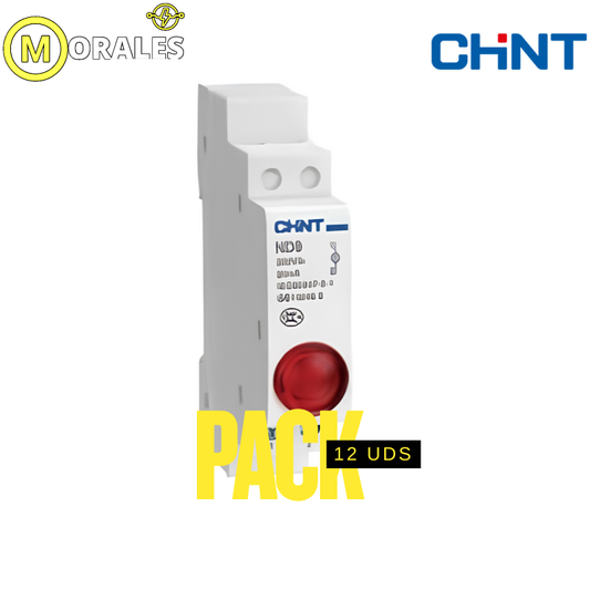 Pack de 10 Piloto LED Montaje Riel DIN CHINT ND9‑1/R Rojo 230 VAC/DC 20 mA – Código 2507502CH