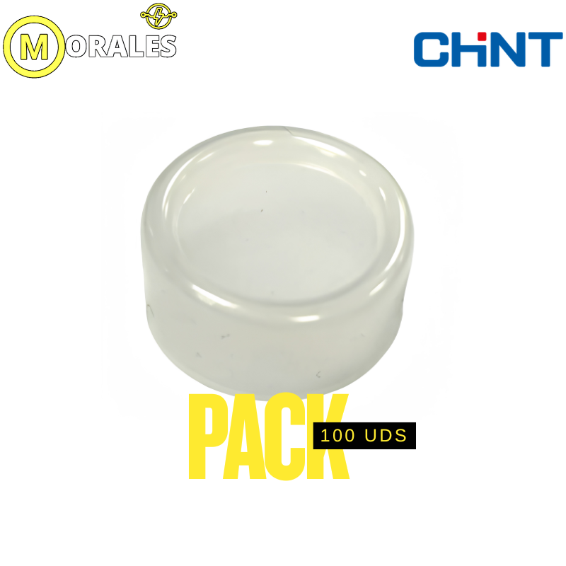 Pack de 100 Capuchones Transparentes IP65 CHINT para Pulsadores NP2‑BA(EA) – Código 2509103CH