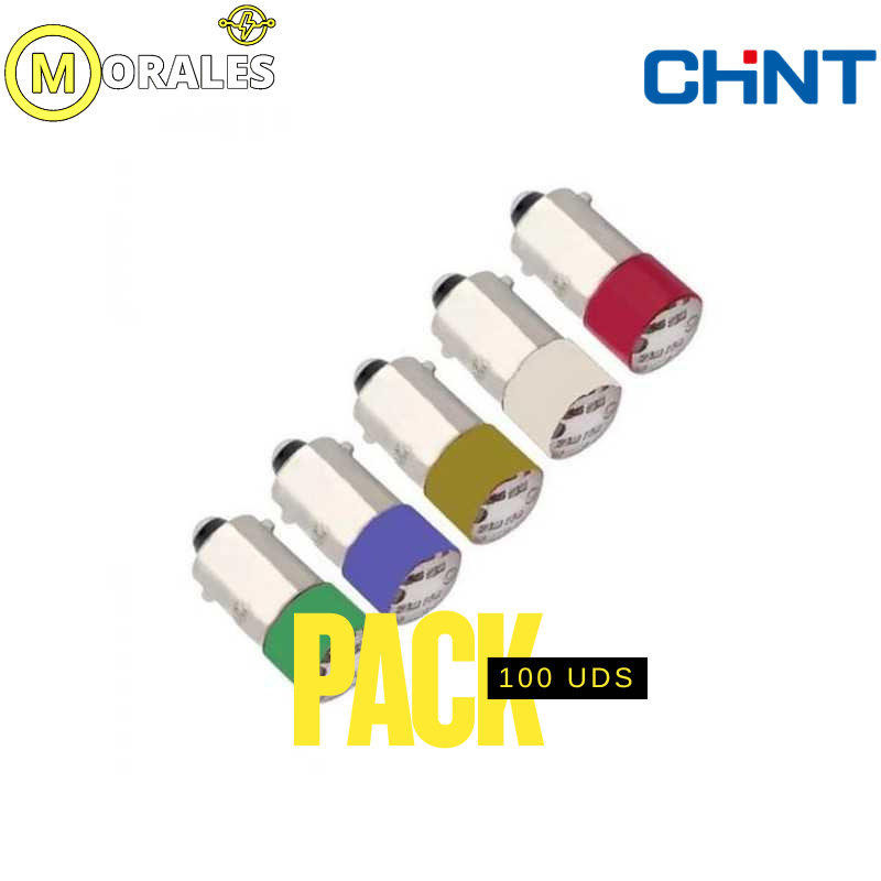 Pack 100 Lámparas LED CHINT BA9S 24V AC/DC Rojo – Código 25170102CH