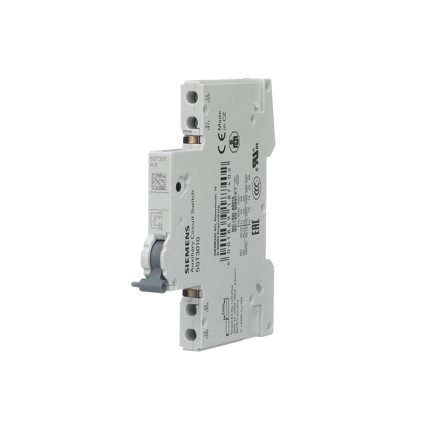 nterruptor Auxiliar Siemens SENTRON 5ST3010 1NO+1NC para MCB 5SL/5SY/5SP, RCBO 5SU1 y FI 5SV – Código 5ST3010