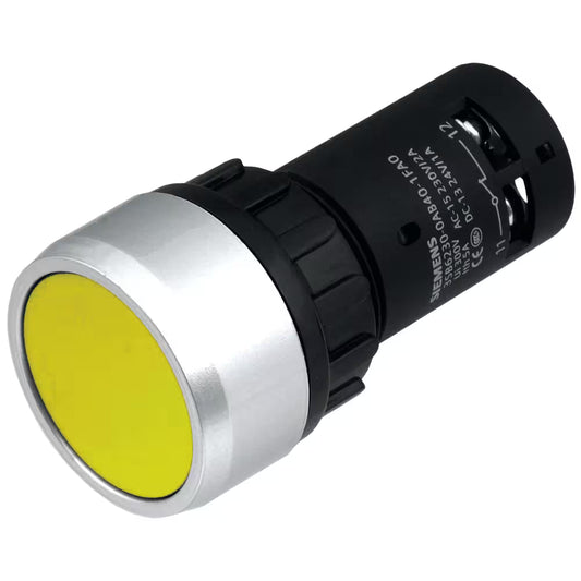 Pulsador compacto 22 mm, metalizado redondo, 1 NA + 1 NC color amarillo - 3SB7230-0AB30-1FA0
