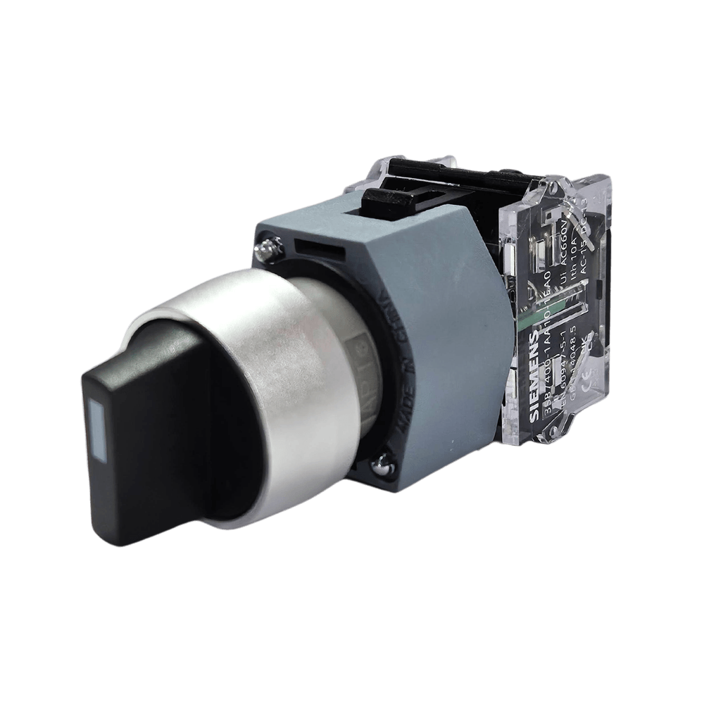 Selector 3 posiciones 22mm IZQ-CTR-DCH 2 × 60°, posición V no iluminado, 2 NA - 3SB7130-2AL10-1NA0