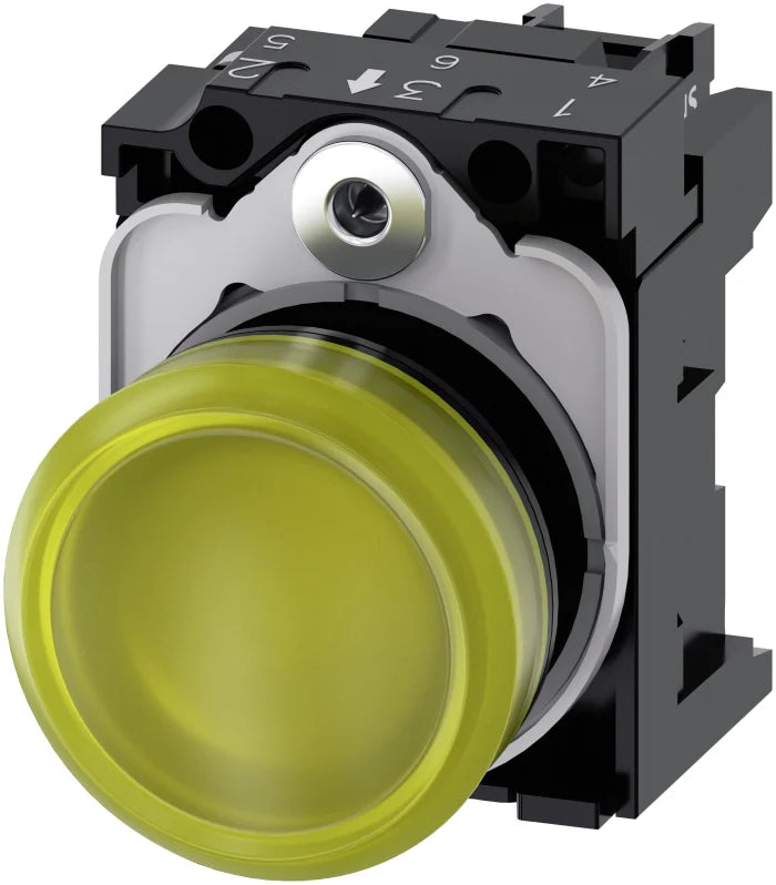 Luz piloto compacta de 22 mm, redonda, de plástico, con LED integrado, 110 V CA/CC, color amarillo. - 3SB7215-6AA30-1AA0