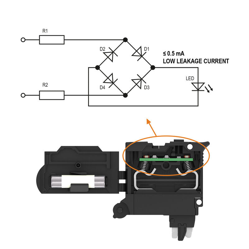 BORNE PORTA FUSIBLE PUSH IN AFS 4MM 2C 10-36V BK NEGRO - 2429870000