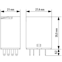 RELÉ CRM40024TLD 4 CONTACTOS 24V DC 7A PULSADOR SI - 3053080000
