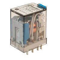 Relé Industrial Finder 55.34.9.024.0040 4PDT 7 A 24 VDC con Indicador Mecánico y Botón de Prueba – Código 55.34.9.024.0040