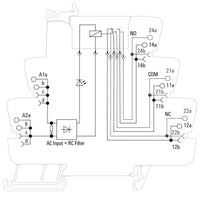 RELE CON BASE TRP 230VAC RC 2CO 8A PULSADOR NO - 2618330000