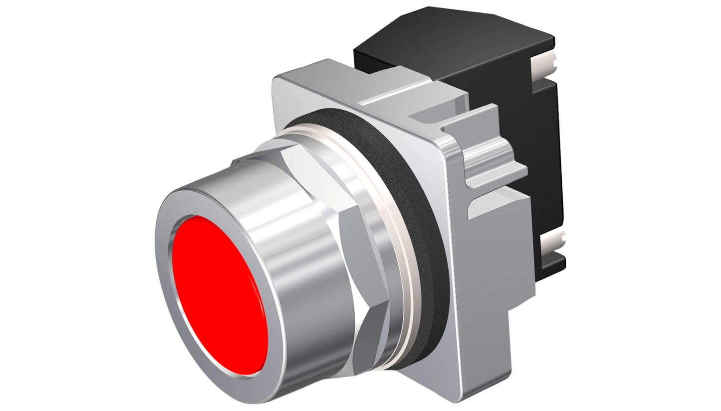 Pulsador Siemens 30mm Metálico Rojo Rasante 1NA+1NC – Código 52PM8A2A