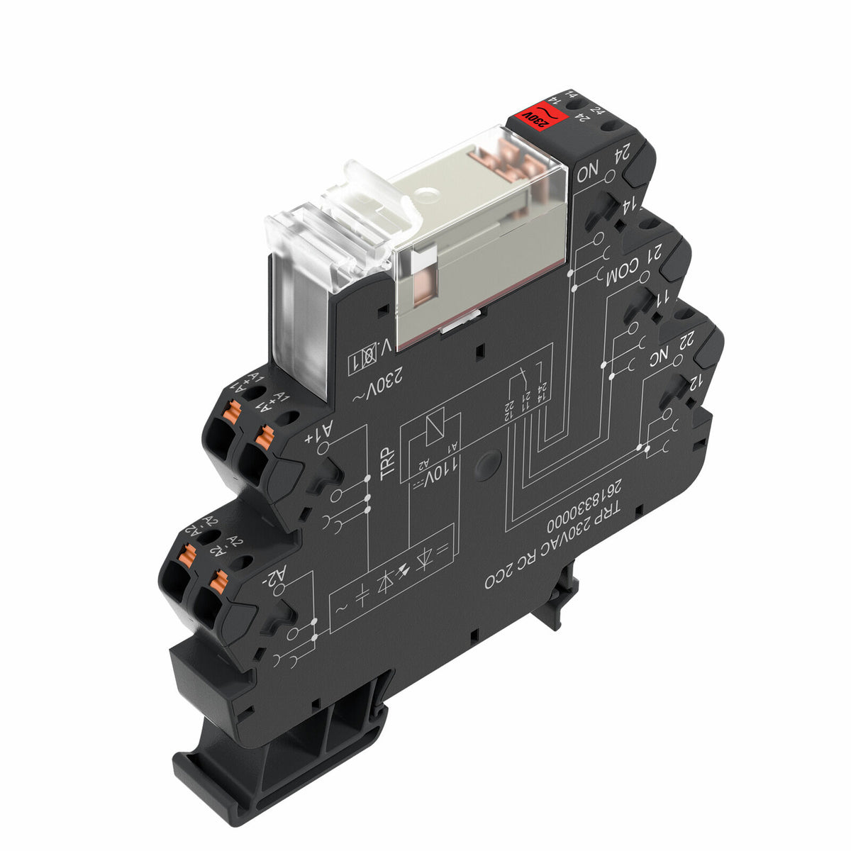 RELE CON BASE TRP 24VDC 2CO 8A PULSADOR NO - 2618400000