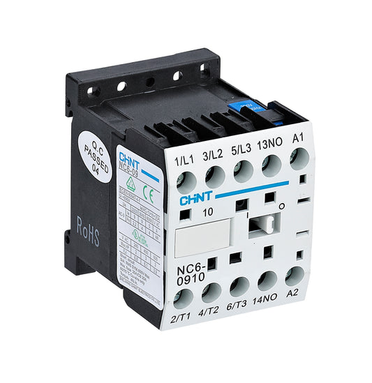 Minicontactor CHINT NC6-0910 – 9 A AC-3, 3 polos + 1NA, bobina 220 V AC