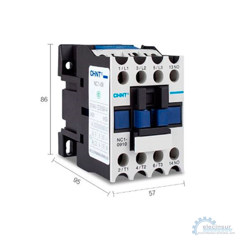 Minicontactor CHINT NC6-0910 – 9 A AC-3, 3 polos + 1NA, bobina 220 V AC