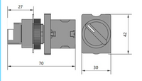 Selector manilla corta plástico CHINT 3 posiciones 1‑0‑2, 2 NA – Código 2504112CH