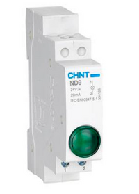 Piloto LED Montaje Riel DIN CHINT ND9‑1/G Verde 230 VAC/DC 20 mA – Código 2507501CH