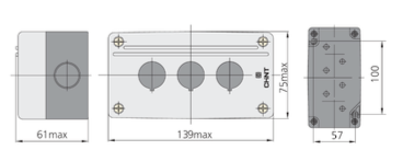 Caja PVC Autoextinguible CHINT NPH1‑30J IP65 3 Perforaciones Ø22 mm – Código 2510043CH