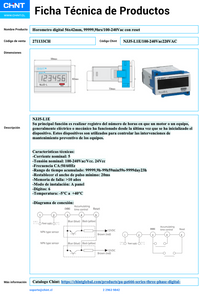 Horómetro Digital CHINT NJJ5‑L1E 56×42 mm, 99 999,9 h, Reset, 100‑240 Vac – Código 271133CH
