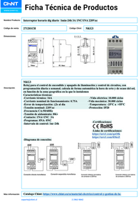 Interruptor Horario Digital Diario CHINT NKG3‑M 1 min–24 h 3 A 1 NA/1 NC – Código 271201CH