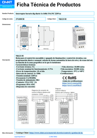 Interruptor Horario Digital CHINT NKG3‑M Diario/Semanal 1 s–168 h 1 NA/1 NC 3 A 220 VAC – Código 271205CH