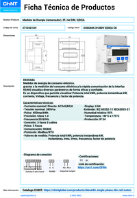 Medidor de Energía Trifásico CHINT DSSU/DTSU666 DIN‑Rail 3×220‑380 V 5(80) A RS‑485 Modbus – Código 2713421CH