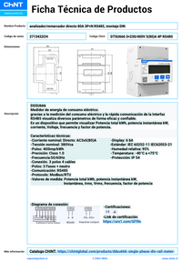 Medidor de Energía Trifásico CHINT DTSU666 3F+N Riel DIN 5(80) A RS‑485 Modbus RTU – Código 2713422CH