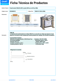 Transformador de Control CHINT NDK‑50VA 50 VA 230 VAC → 24 VAC – Código 29102005CH