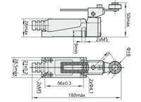 Final de Carrera de Fibra CHINT YBLX‑ME/8108, Brazo Ajustable con Roldana Nylon – Código 57012411CH