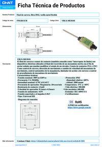 Final de Carrera CHINT YBLX‑ME/8101 Fibra, Varilla Metálica Flexible – Código 57012811CH