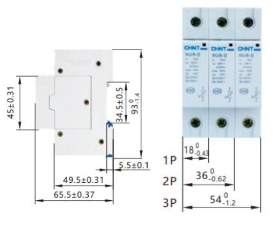 Supresor de Transiente CHINT NU6‑Ⅱ 3P 385 VAC Imax 40 kA Clase II – Código 6105034CH
