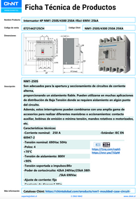 Interruptor MCCB CHINT NM1‑250S/4300 4 P 250 A 690 V 25 kA – Código 0721442125CH