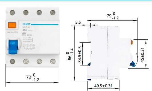 Interruptor Diferencial (RCCB) CHINT NL1 4P 100 A 300 mA Tipo A – Código 070141030CH