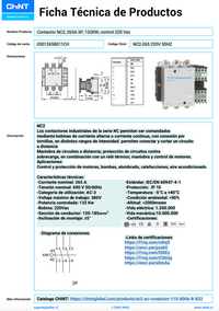 Contactor CHINT NC2‑265 3P 265 A AC‑3 (132 kW) Bobina 220 VAC – Código 03012658011CH
