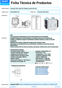 Contactor CHINT NC2‑400 3P 400 A AC‑3 (≈ 200 kW) Bobina 220 VAC – Código 03014008011CH