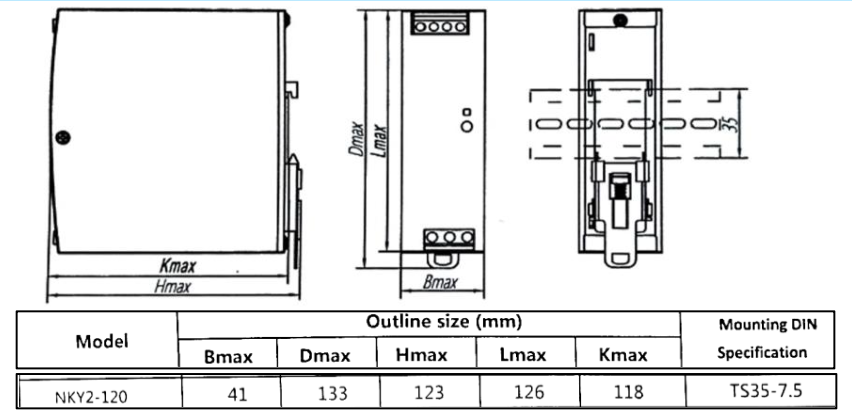 Fuente de Poder CHINT NKY2-120-24 24 V DC 5 A 120 W Entrada 90–264 V AC Montaje en Riel DIN – Código 610924050CH