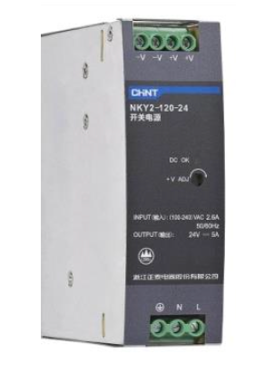 Fuente de Poder CHINT NKY2-120-12 12 V DC 10 A 120 W Entrada 90–264 V AC Montaje en Riel DIN – Código 610912100CH