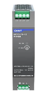 Fuente de Poder CHINT NKY2-75-12 12 V DC 6,25 A 75 W Entrada 90–264 V AC Montaje en Riel DIN – Código 610912060CH