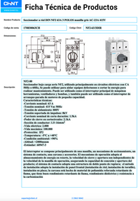 Seccionador a Riel DIN CHINT NF2 3P 63A AC-23A 415V Manilla Gris – Código 170830063CH