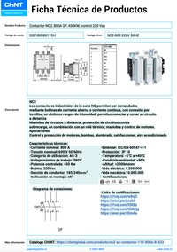 Contactor CHINT NC2-800 3P 800 A 450 kW 220 V 50 Hz – Código 03018008011CH