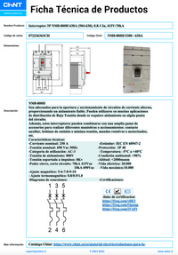 Interruptor Automático CHINT NM8-800H 3P 630 A 415 V 70 kA Ajuste 0.8–1 In – Código 072236363CH