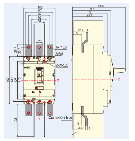 Interruptor Termomagnético CHINT NM8N-800H 3P 800A 415V 0.7–1In – Código 07023020800CH