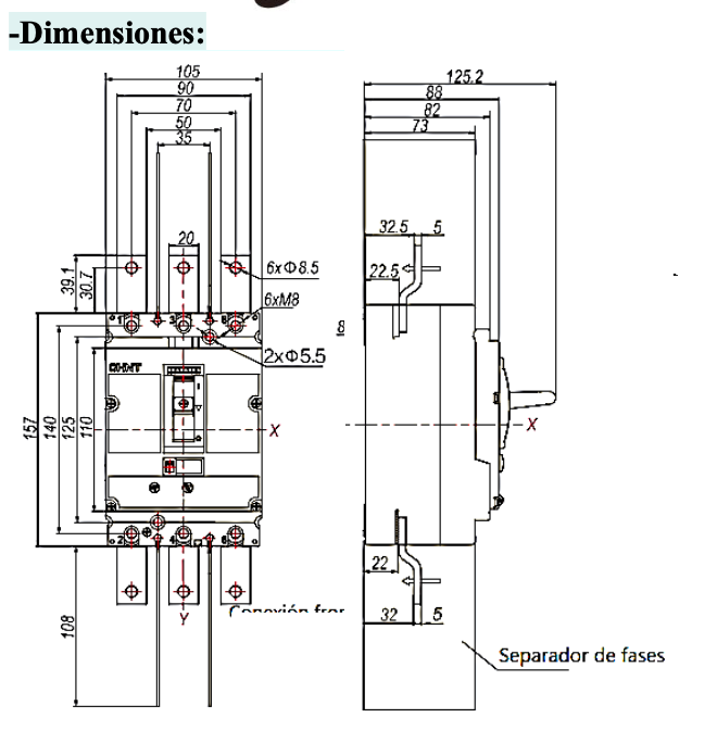 Interruptor Termomagnético CHINT NM8N-800H 3P 800A 415V 0.7–1In – Código 07023020800CH