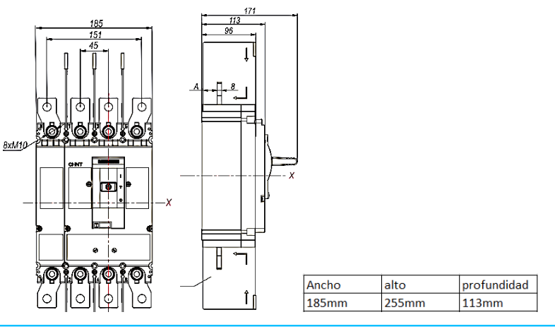 Interruptor Electrónico CHINT NM8N-400S 4P 400A 415V 50kA 0.4–1In – Código 070274040400CH