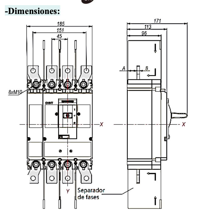Interruptor Termomagnético CHINT NM8N-400S 4P 315A 415V 50kA 0.7–1In – Código 07024040315CH
