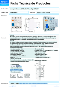 Interruptor Diferencial CHINT NL210 4P 63A 300mA Tipo B 10kA – Código 0702463300CH