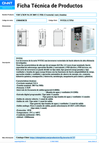Variador de Frecuencia CHINT NVF2G-3.7/PS4 3,7 kW 9 A 3F 380 V con PID – Código 13084038CH