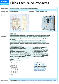 Interruptor Termomagnético CHINT NM8N-125S 4P 40A 415V 50 kA – Código 07024020040CH