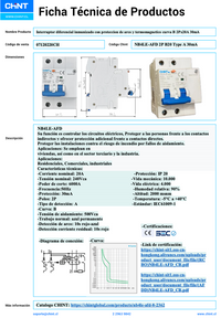 Interruptor Diferencial CHINT NB4LE-AFD 2P 20A 30 mA Tipo B con AFD y Curva B – Código 07120220CH