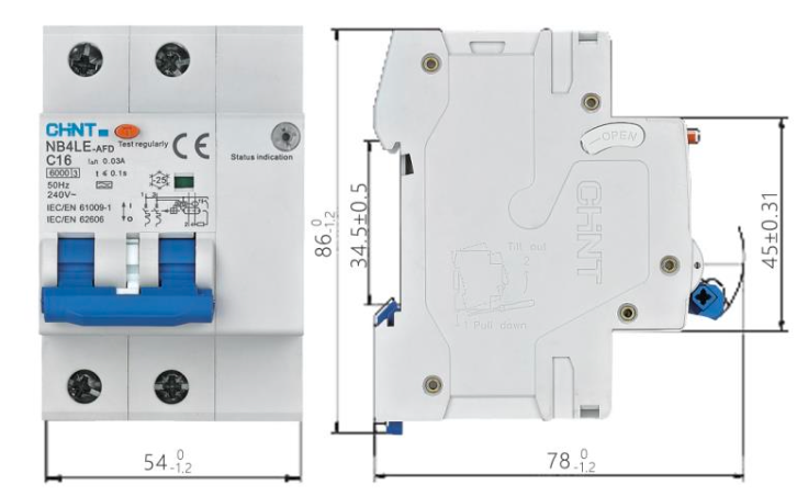 Interruptor Diferencial CHINT NB4LE-AFD 2P 25A 30 mA Tipo A con AFD y Curva C – Código 07121225CH