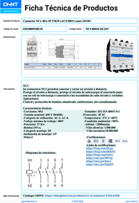 Contactor CHINT NC1-8004Z 4P 80A Bobina 24VDC 37kW (AC3/380V) – Código 03010809100CH