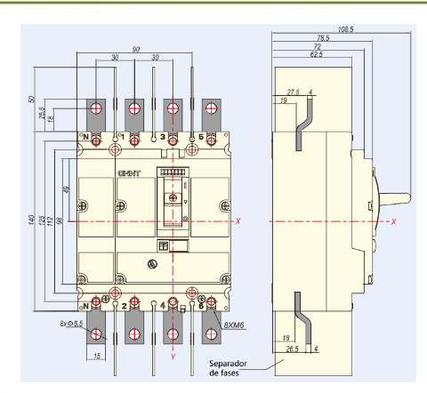 Interruptor Termomagnético CHINT NM8N-125C 4P 32A 415V 36 kA – Código 07224020032CH